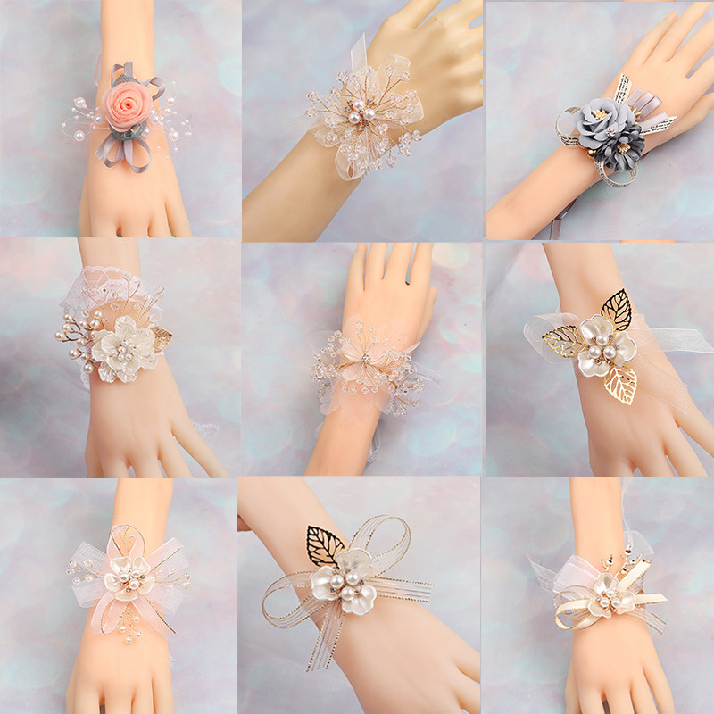 Han Style Little Fresh Bridesmaid's Wrist Flowers Son Tie Wedding Sister Group Handring Dance Performance Superfairy Bridal Chest-Taobao