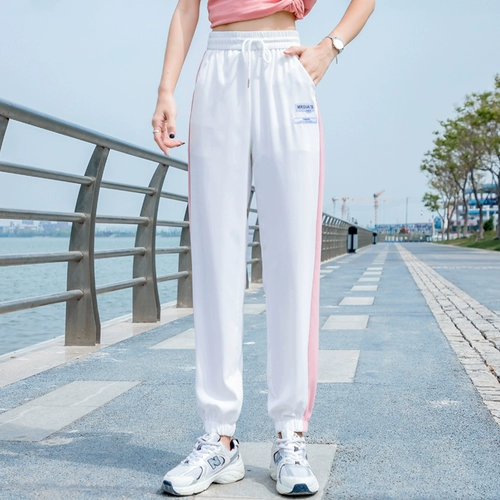 Белые шелковые тонкие штаны, быстросохнущие летние повседневные брюки, оверсайз, подходит для подростков
