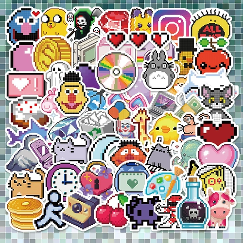 Мультяшная классическая мозаика, ноутбук, кофейная водонепроницаемая наклейка, мобильный телефон