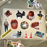 Ретро ноутбук, мобильный телефон, кофейный термос, водонепроницаемая наклейка, европейский стиль