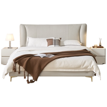 Quanyou Home Modern Simple Leather Art Bed 2024 New Master Bedroom Cat Scratch Leather Double Soft Covered King Bed 116070