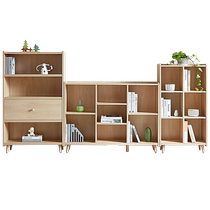Quanyou Home Nordic log style bookcase home living room scientifically partitioned multi-functional medium and high combination storage cabinet