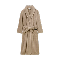 Женский одинарный халат в верблюжью полоску с лацканами