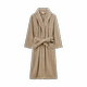 Женский одинарный халат в верблюжью полоску с лацканами