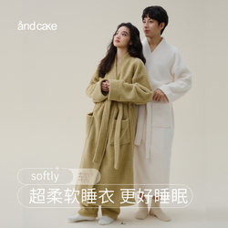 New style nightgown for women in autumn and winter coral velvet men's bathrobe couple pajamas set extra long bathrobe thickened winter