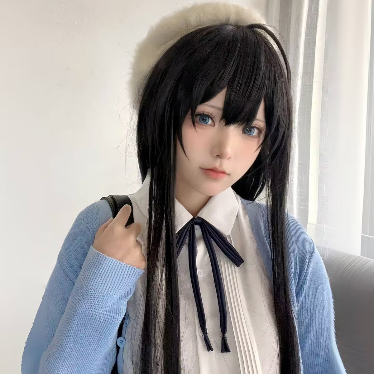 黑色cos假毛雪下雪之乃收脸长直发清纯少女动漫刘海仿真头皮头套_COSPLAY配件_淘宝游戏网
