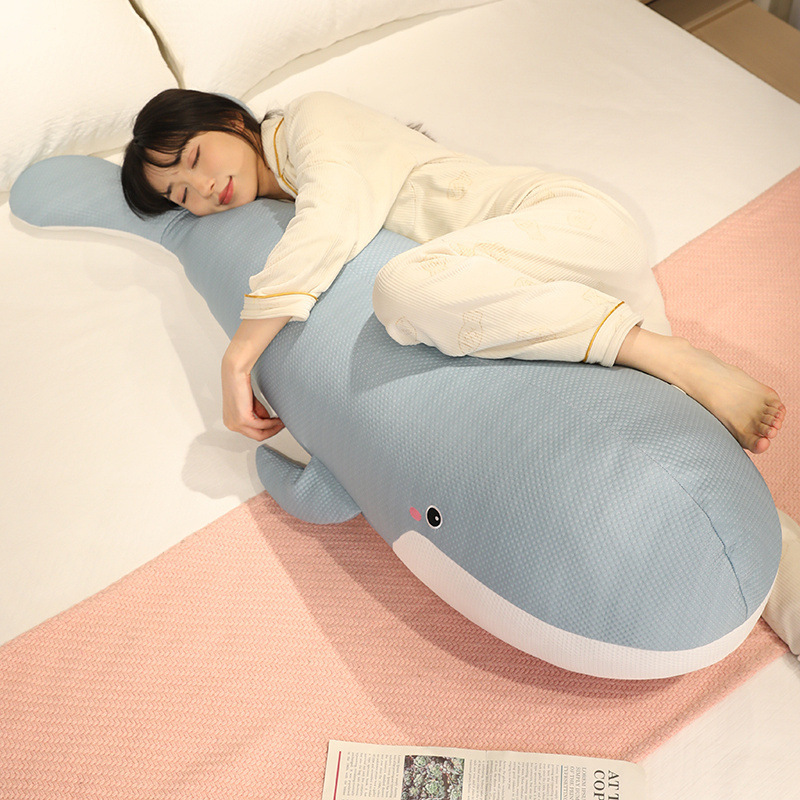 Japanese Quality 3D Cooling Ice Silk Whale Long Pillow Blue Whale Summer Sleeping Long Pillow Long Cushion for Legs