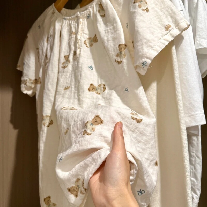Class a 100% Pure Cotton Baby Double-Layer Gauze Pajamas for Women 2026 Summer New Short-Sleeved Home Wear Set