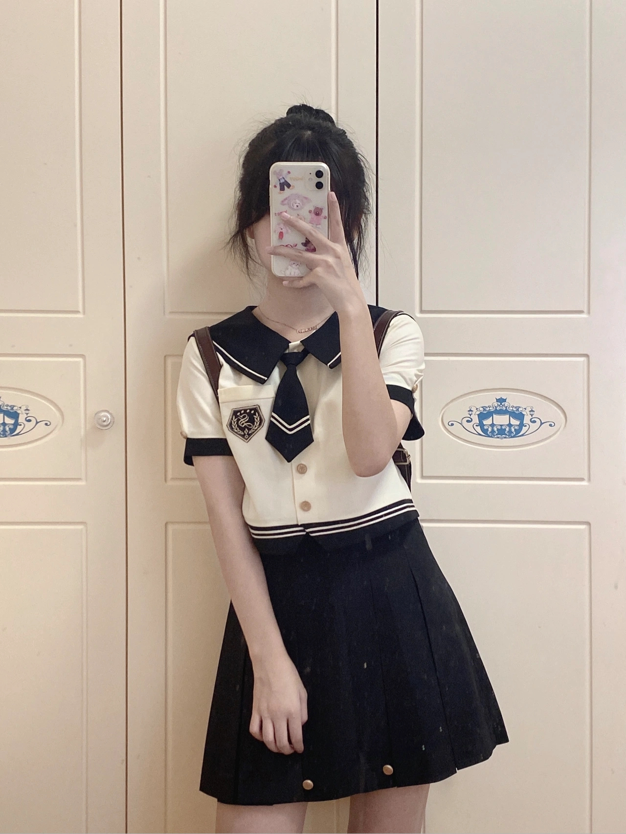 Chuanli Yigao Korean style jk uniform suit summer dress genuine college feng shui hand suit female short-sleeved top original class service