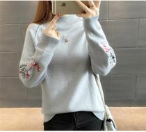 Korean version of the hundred sweater womens high flower needle jacket base loose sweater round neck womens winter New sweet needle