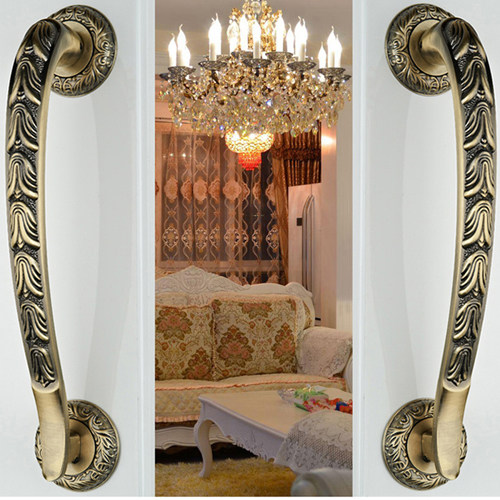 Door handle wooden door glass door exposed sliding door handle door handle European style antique handle green bronze 335