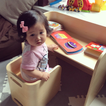 Kindergarten children and babies complete table and chair set writing and painting table and chair multi-functional eating mini solid wood table