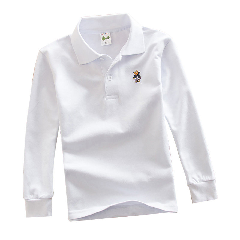 7 boys short-sleeved white T-shirt girls summer clothes 5 children's long-sleeved t-shirts 9 with collars 11 years old 14 middle-aged and older children 13