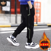 Boys sports pants 2021 autumn and winter clothes New plus velvet casual pants in big Children Spring boys long pants primary school students