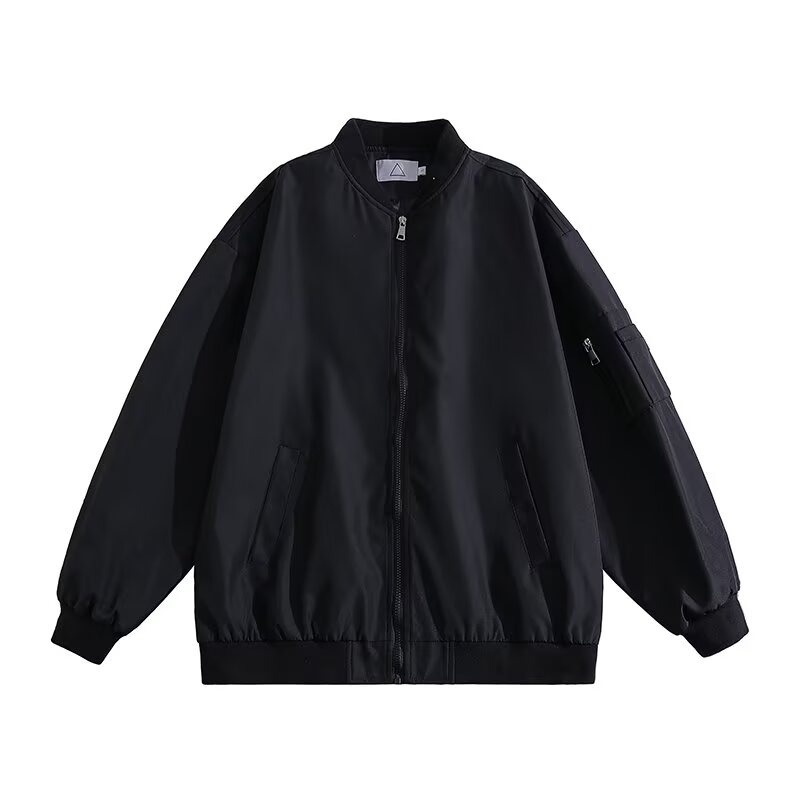 Spring and Autumn American-Style Flight Jacket, Round-Neck Double-Layer Coat, High-End Solid Color Waterproof Versatile Jacket, Baseball Jacket Spring and Autumn American-Style Flight Jacket, Round-Neck Double-Layer Coat, High-End Solid Color Waterproof Versatile Jacket, Baseball Jacket