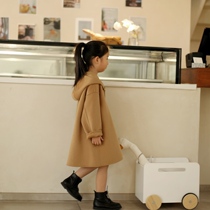 Male and female child cloister Han version Ocean Gas Double Face Cashmere Big Coat 2021 Autumn Winter Clothing Thickened even hat baby fur coat