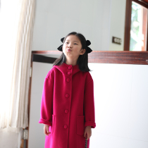 Girl Fire Dragon Fruit Color Double Face Cashmere Coat 2021 Autumn Winter Loose Cape Boy Dress Foreign Air Baby Fur Coat