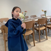 Retro hooded cloak double-sided cashmere coat 2022 autumn and winter boys and girls baby fashionable foreign style woolen coat