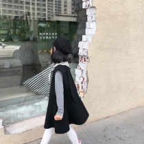 Girl full wool one-piece dress 2021 Early autumn New products Han version Childrens clothing foreign air baby vest Skirt Gala Princess Dress