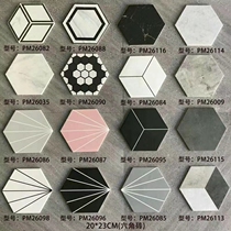 Nordic geometric hexagonal brick floor tiles Ray background wall black and white gray tiles Kitchen and bathroom six-sided non-slip floor tiles tiles