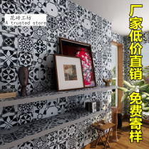 Factory direct sales European-style black and white small tiles staircase background wall art wall floor tiles restaurant kitchen tiles 200
