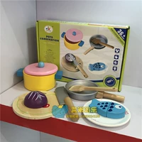 Mô phỏng nồi gỗ kết hợp chơi đồ chơi nấu ăn nhà bếp cuộc sống giỏ trái cây cắt để xem bánh trứng giả - Đồ chơi gia đình đồ chơi búp bê
