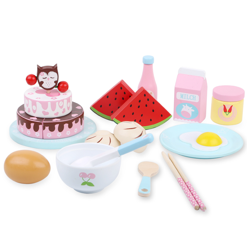 Mô phỏng nồi gỗ kết hợp chơi đồ chơi nấu ăn nhà bếp cuộc sống giỏ trái cây cắt để xem bánh trứng giả - Đồ chơi gia đình bộ đồ chơi nhựa