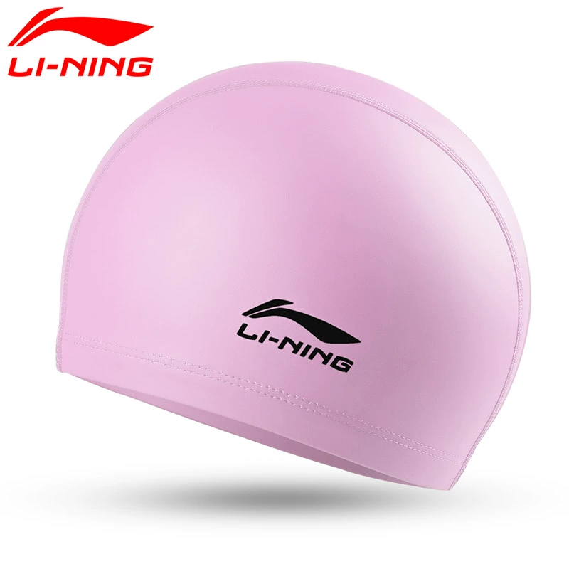 Mũ bơi Li Ning nam và nữ tóc dài không thấm nước bảo vệ tai PU mũ bơi người lớn tăng thời trang thoải mái không mũ sọ