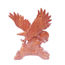 Peach Wood Sculpture Great Exhibition Macro Picture Eagle Pendulum Large Peng Wings Living Room TV Cabinet Office Creative Wine Cabinet Adornment