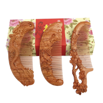 Peach wood comb natural solid wood carved anti-static hair loss double-sided creative gift for girlfriend and girlfriend birthday gift