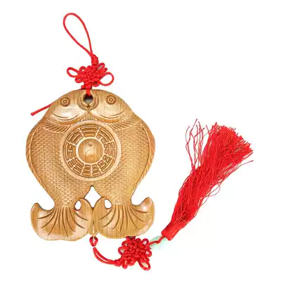 Feicheng peach wood pisces yin and yang gossip mirror pendant town house evil entrance door to window wear hall evil mascot