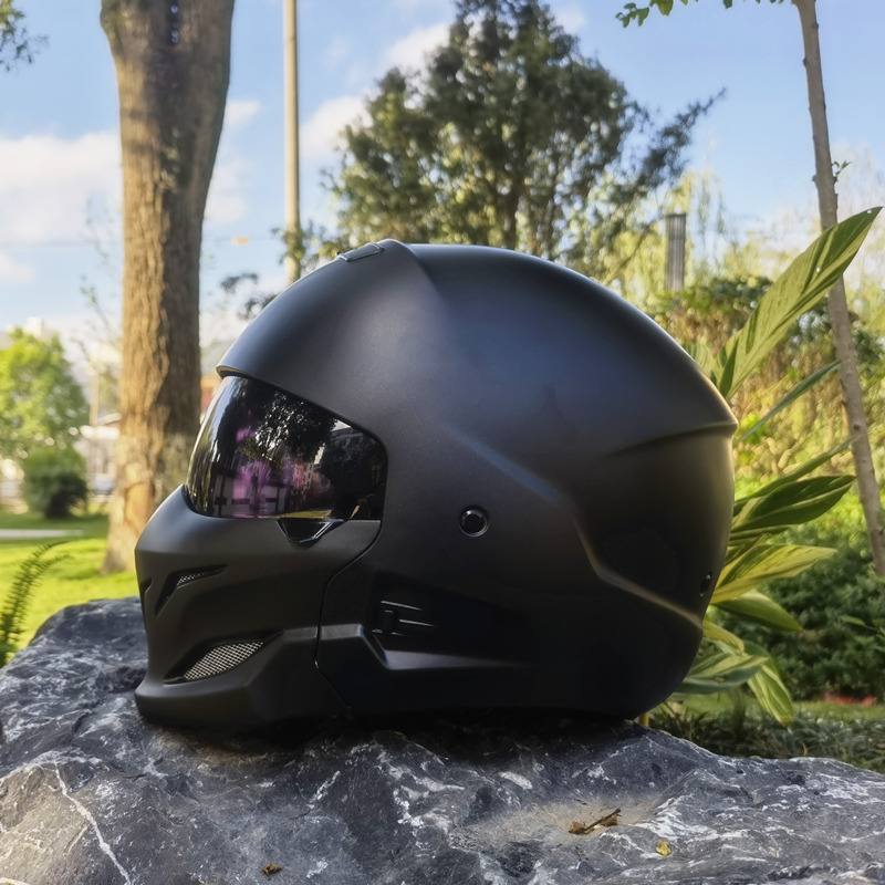 國產黑蝎子頭盔電摩托車個性男半盔冬季戰士復古哈雷全盔四季瑕疵