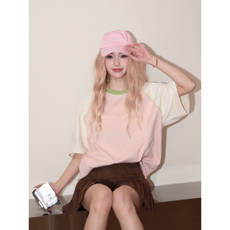 He Is a Korean-Style Solona Raglan Sleeve Short-Sleeved Women's Summer Outfit Sports T-Shirt, Slim Fit, Slimming Half-Sleeve Base Shirt
