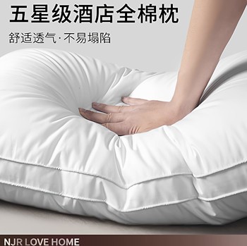 Natural Sleep Pillow Core, Home Use White Feather Velvet Cotton-Feel Pillow, Neck Protection, Sleep Aid, Comfortable Pillow Core for Guesthouses and Hotels