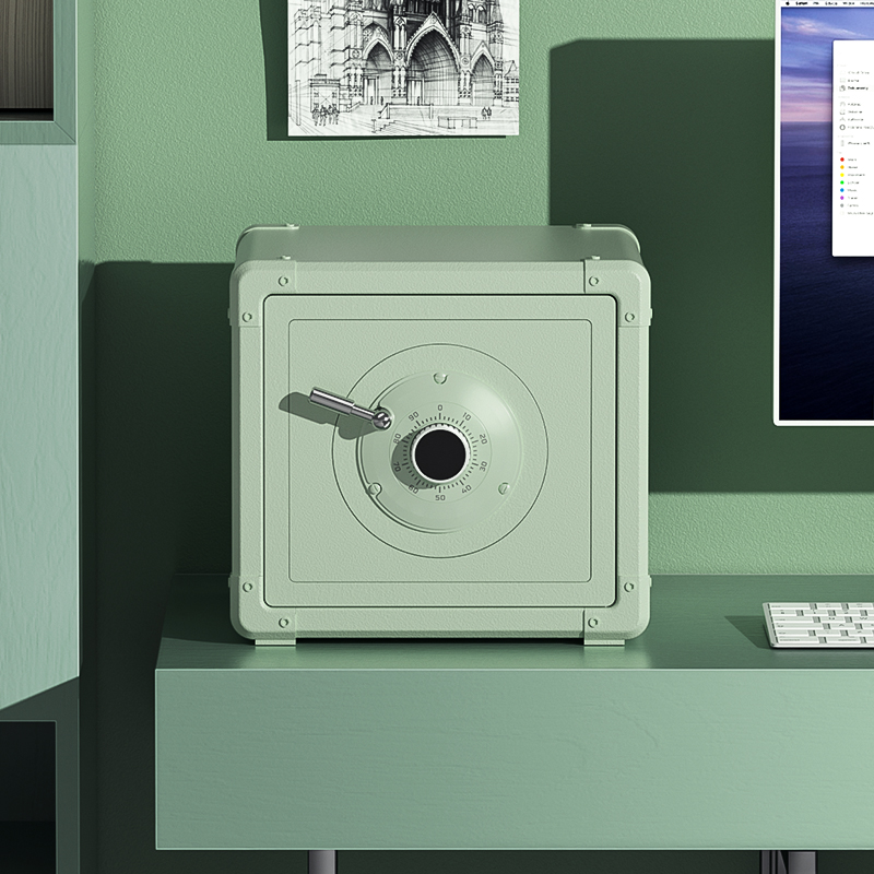 Card Mark Crmcrr Retro Mechanical Dial Safe Home Support Mijiaapp Control Theft Protection Full Steel Small 30CM Password Box Wardrobe Invisible to wall Safe box office safety-deposit box clip Wan-Tao