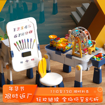 Childrens large particles multifunctional building blocks table baby assembling toys puzzle 4 boys intelligence 3-6 years old girls