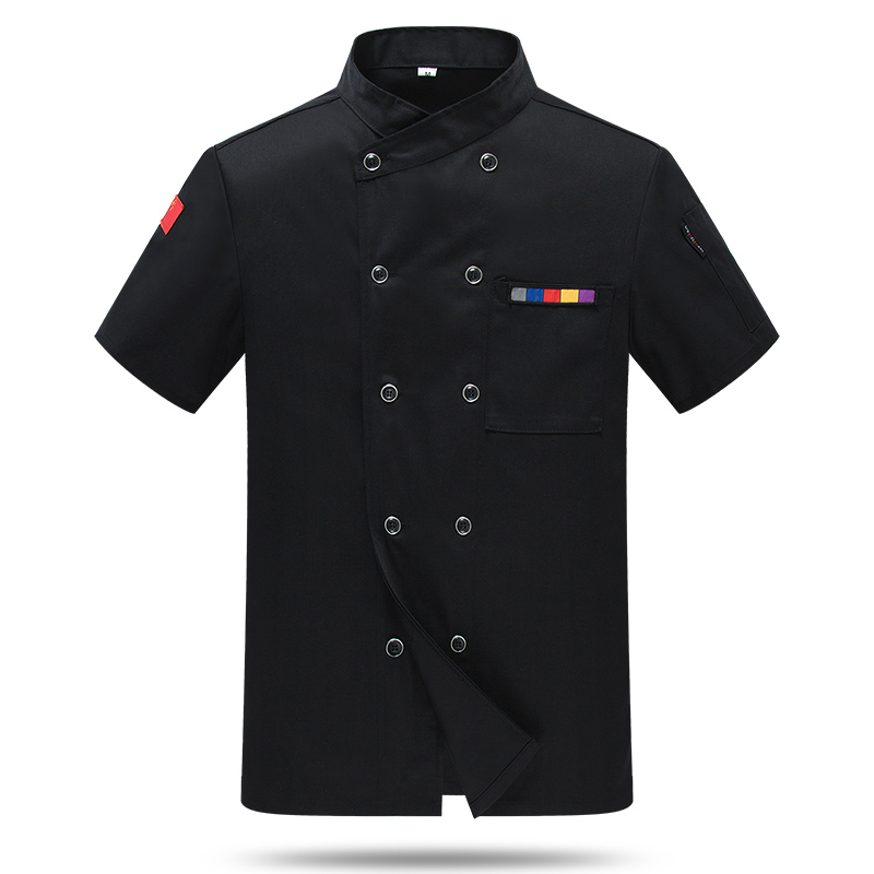 ngắn tay nam mùa hè váy Chef và phụ nữ sau khi thống nhất workclothes nhà hàng bánh quần áo bếp khách sạn đầu bếp của