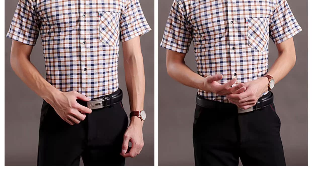Mùa hè trung niên nam kinh doanh bình thường áo sơ mi ngắn tay nam cổ vuông miễn phí nóng cha trung niên cha áo sơ mi jean nam
