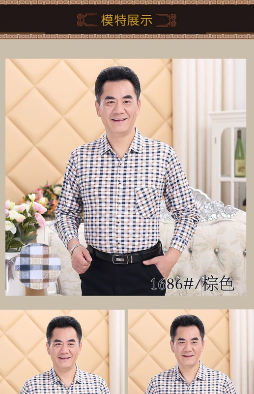 Áo sơ mi nam trung niên tay dài trung tính kẻ sọc mỏng áo sơ mi nam giản dị áo sơ mi nam tay dài