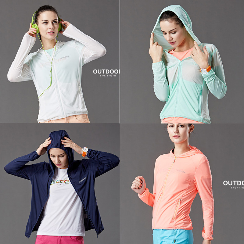 Not out of the country's first-line outdoor brand women's breathable stretch hooded sunscreen skin clothing 