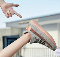 Breathable flying weaving 350 coconut mens and womens shoes with real popcorn soles without leaving home 