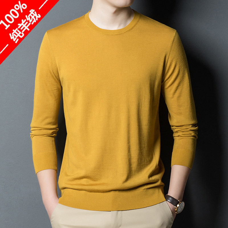 Ordos made spinning cashmere men super thin collar pure cashmere bottom sweater spring and autumn knitted wool sweater
