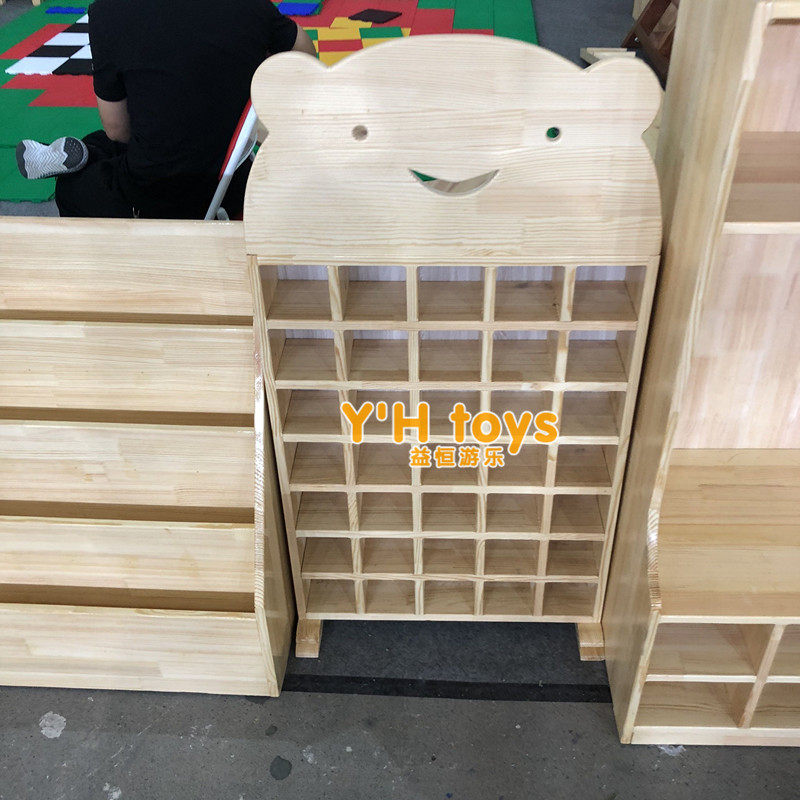 Kindergarten Small Bear Mouth Cup Rack Solid Wood Stomp Cup Rack Children Wood Tea Cup Rack Tea Water Cabinet Wooden Water Glass Shelf Hanging Wall