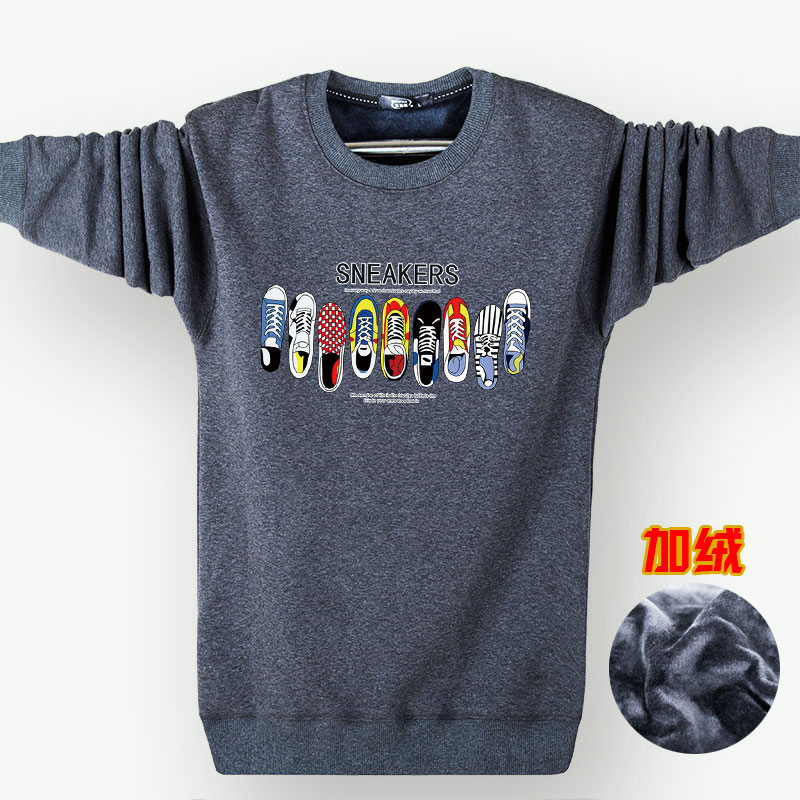 Đặc biệt hàng ngày mùa thu đông cộng với áo thun nhung dài tay bằng vải cotton dày cho nam hoodie hồng nam