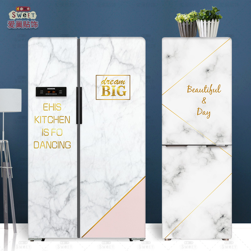 Simple Nordic marble refrigerator stickers Decorative stickers Renovation stickers Waterproof personality creative self-adhesive removable