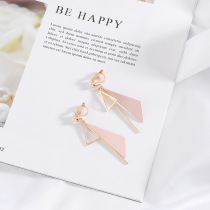 Ear clip without ear hole female Korean simple fresh tassel earrings simple triangle geometric studs temperament Joker earrings