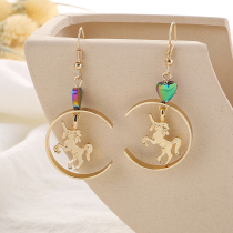 Earrings female love temperament Korean personality cute unicorn Joker hand made earrings earrings ear clip female