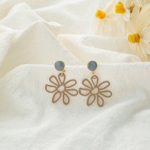 Super fairy fresh candy color Hyun Yayong flower earrings cute Korean color no earrings earrings ear studs female earrings