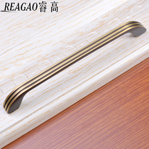 Light luxury pure copper wardrobe large handle cabinet door handle simple kitchen cabinet brass American cabinet drawer handle lengthened