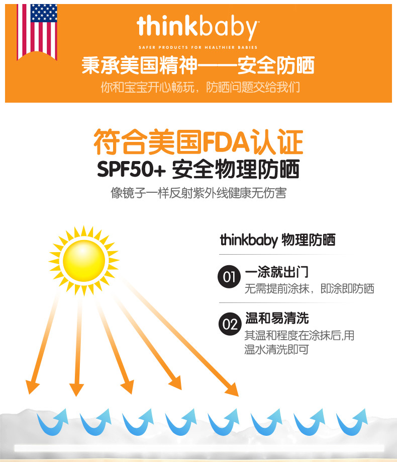 小神价 美亚爆款 thinkbaby 儿童防晒霜 SPF50+ 89ml 图9